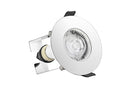 EVOFIRE FIRE RATED DOWNLIGHT 70MM CUTOUT IP65 POLISHED CHROME ROUND +GU10 HOLDER & INSULATION GUARD