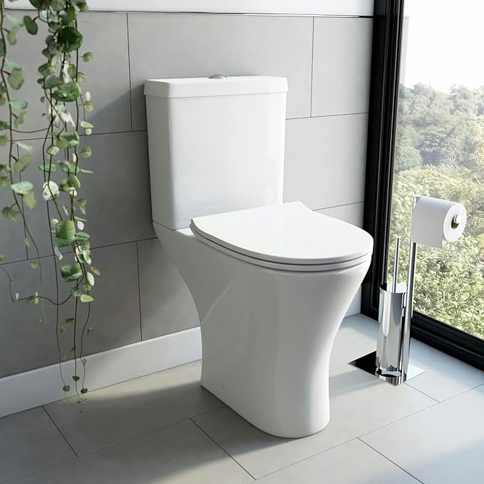 Comfort Height Modern Rimless Short Projection Toilet + Soft Closing Seat