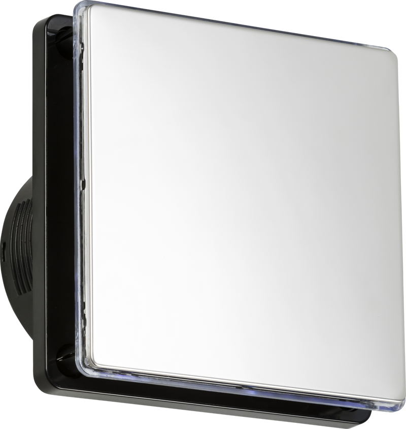 Polished Chrome - 100mm/4" LED Backlit Extractor Fan with Overrun Timer