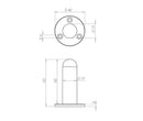 Cylinder Wall Mounted Door Stop on Rose - Polished Brass - 64mm