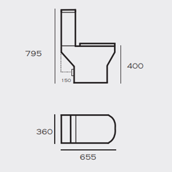 Fusion Rimless Close Coupled Modern Toilet + Soft Close Seat