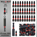Bull Bits PZ2 25mm Impact Duty Screwdriver Drill Driver Bits Set + Free Bit Holder S2 Steel