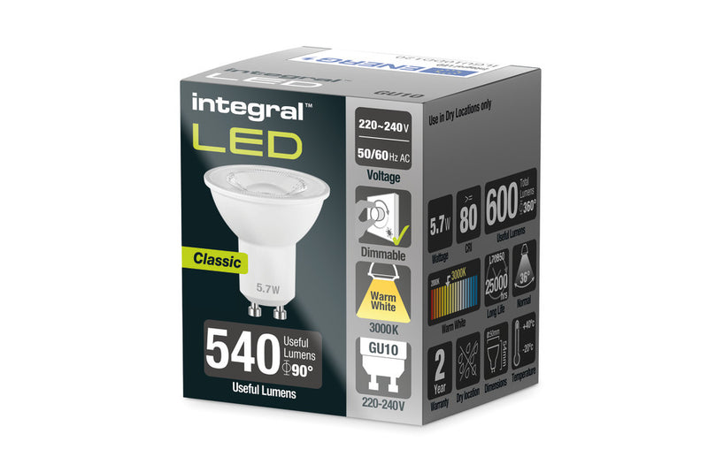 GU10 600LM 5.7W 3000K DIMMABLE 36 BEAM