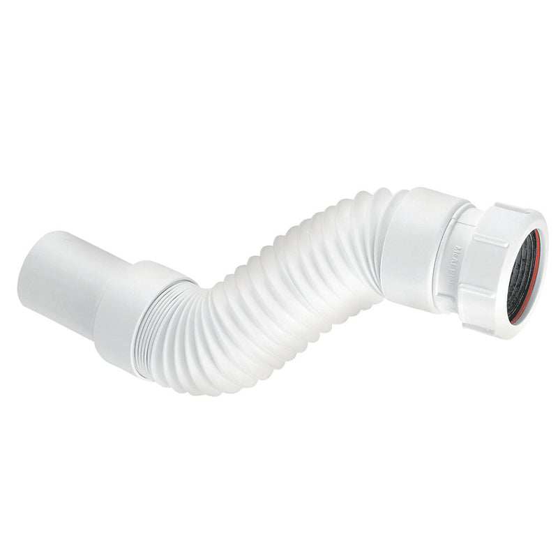 MCALPINE FLEXIBLE WASTE PIPE FITTING WHITE 32 X 210MM
