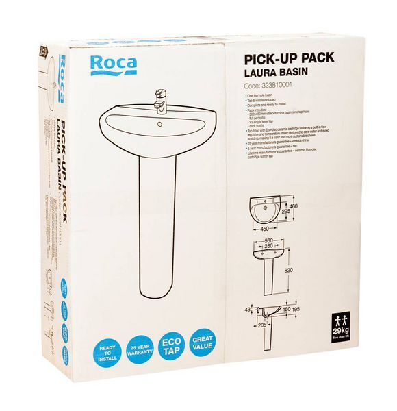 Roca Laura Basin & Pedestal Pack inc Tap & Waste