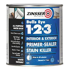 Zinsser Bulls Eye 123 Primer Sealer Paint White - 1 Litre