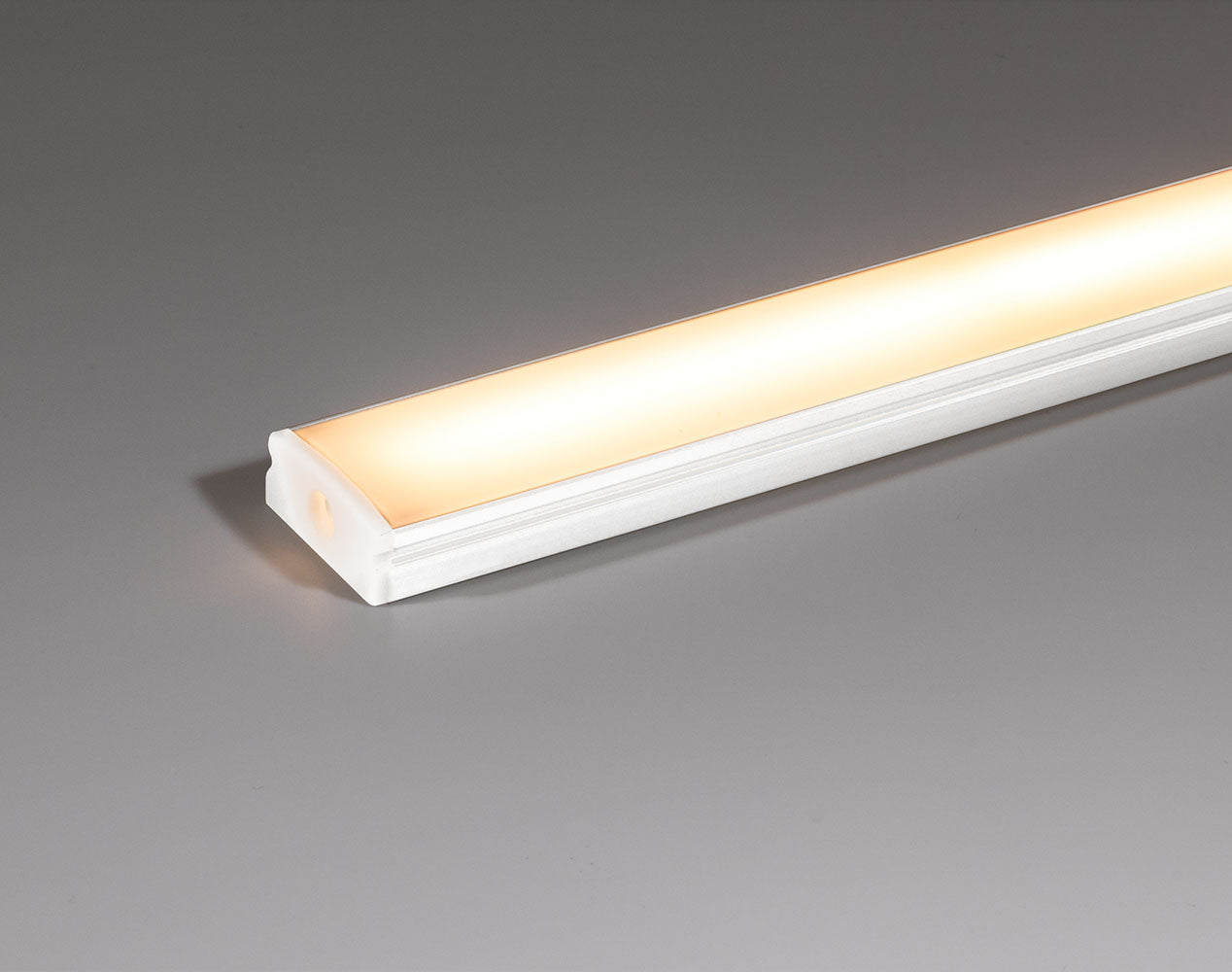 17x7 Surface White - 2 Metre - Opal Diffuser, End Caps & Mounting Brac
