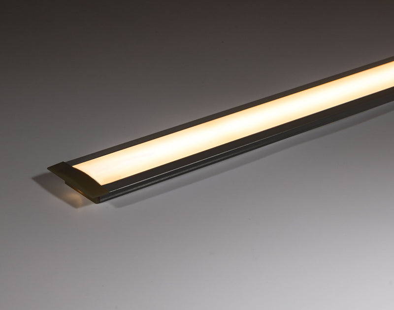 25x7 Recessed Black - 2 Metre - Black Diffuser and End Caps