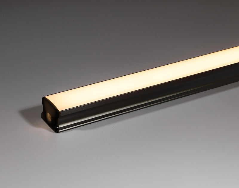 17x14 Surface Black - 2 Metre - Opal Diffuser, End Caps & Mounting Brackets