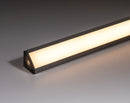 18x18 Angled Black - 2 Metre - Opal Diffuser, End Caps & Mounting Brackets