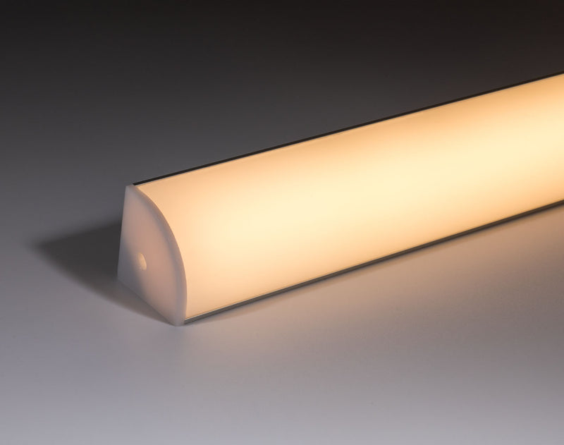 30x30 Angled Alu - 2 Metre - Opal Diffuser, End Caps & Mounting Brackets