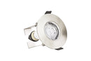 EVOFIRE FIRE RATED DOWNLIGHT 70MM CUTOUT IP65 SATIN NICKEL ROUND +GU10 HOLDER & INSULATION GUARD