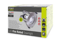 EVOFIRE FIRE RATED DOWNLIGHT 70MM CUTOUT IP65 SATIN NICKEL ROUND +GU10 HOLDER & INSULATION GUARD