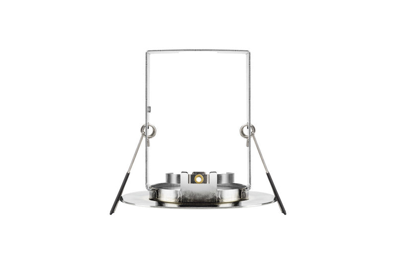 EVOFIRE FIRE RATED DOWNLIGHT 70MM CUTOUT IP65 POLISHED CHROME ROUND +GU10 HOLDER & INSULATION GUARD