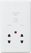 Curved Edge Dual Voltage Shaver Socket with Neon