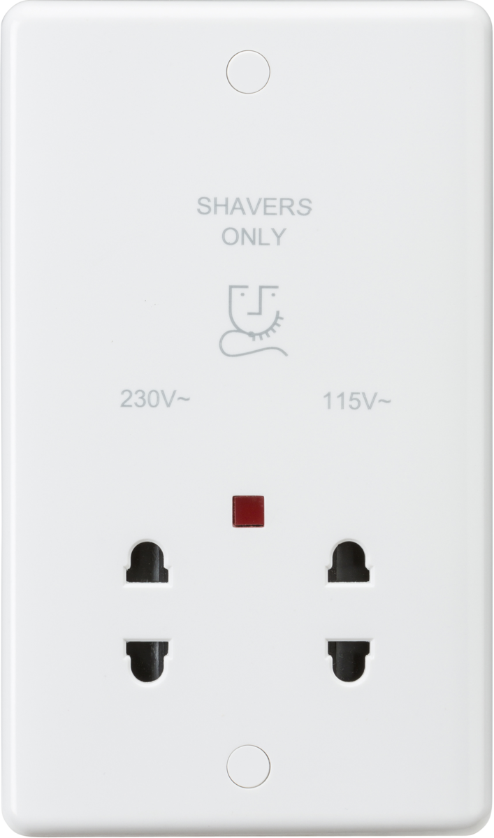 Curved Edge Dual Voltage Shaver Socket with Neon