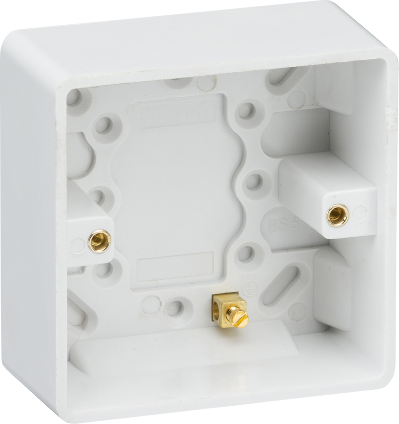 Single 35mm Pattress Box with Earth Terminal