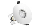 EVOFIRE FIRE RATED DOWNLIGHT 70-100MM CUTOUT IP65 POLISHED CHROME ROUND +GU10 HOLDER & INSULATION GUARD