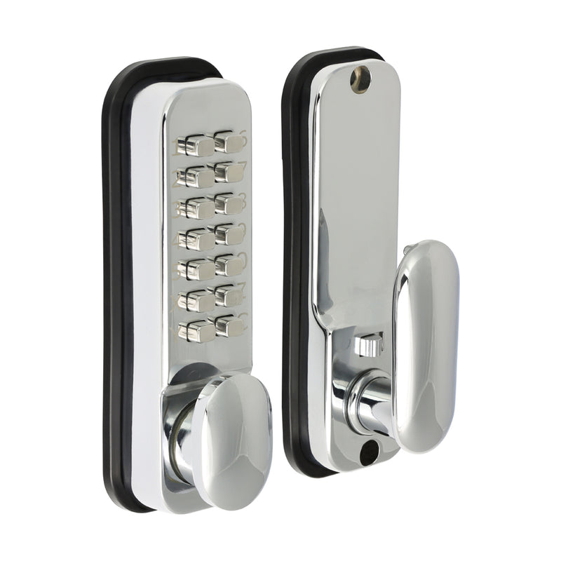 Push Button Digital Lock - Polished Chrome 142 x 41