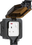 IP66 13A 1G DP switched socket with neon - Black