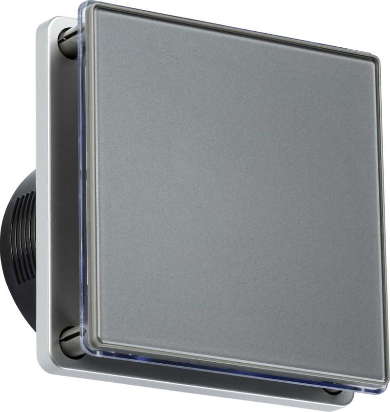 Grey - 100mm/4" LED Backlit Extractor Fan with Overrun Timer