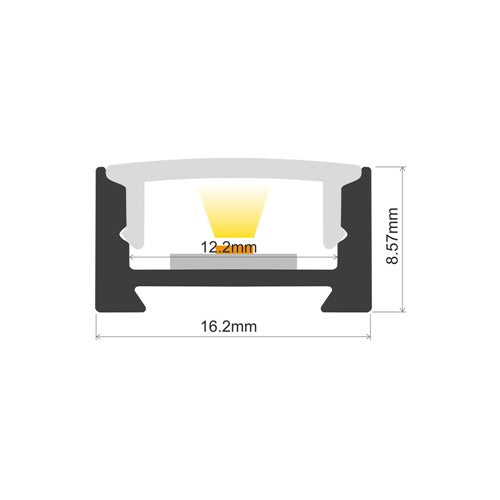 Profile Aluminum Surface Mount 2mtr Frosted Diffuser IP33