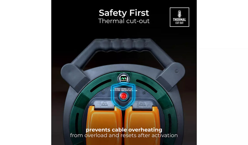 Masterplug Weatherproof, 20m, 2 Sockets, 13A, Green