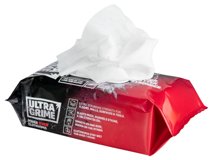 UltraGrime Pro Power Scrub XXL + Cloth Wipes - Pack of 80 - Industrial Strength Wipes