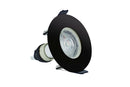 EVOFIRE FIRE RATED DOWNLIGHT 70MM CUTOUT IP65 BLACK ROUND +GU10 HOLDER