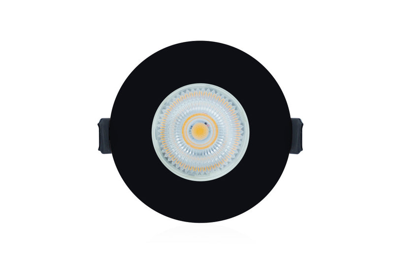 EVOFIRE FIRE RATED DOWNLIGHT 70MM CUTOUT IP65 BLACK ROUND +GU10 HOLDER