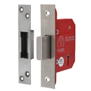 5 Lever British Standard CE Deadlock - Stainless Steel - Satin 66mm case / 45mm backset
