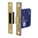 3 Lever Deadlock - Electro Brass 78mm case / 58mm backset