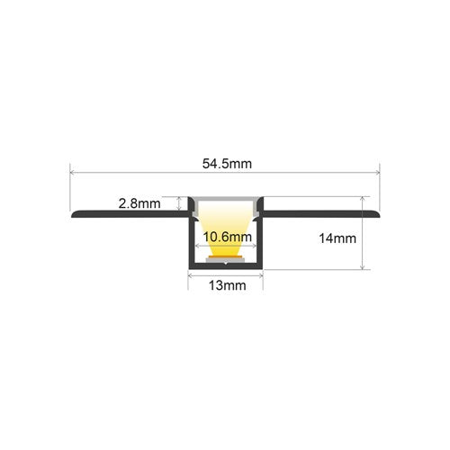 Profile Aluminum Narrow Recessed 2mtr Diffuser Include 2 Endcaps