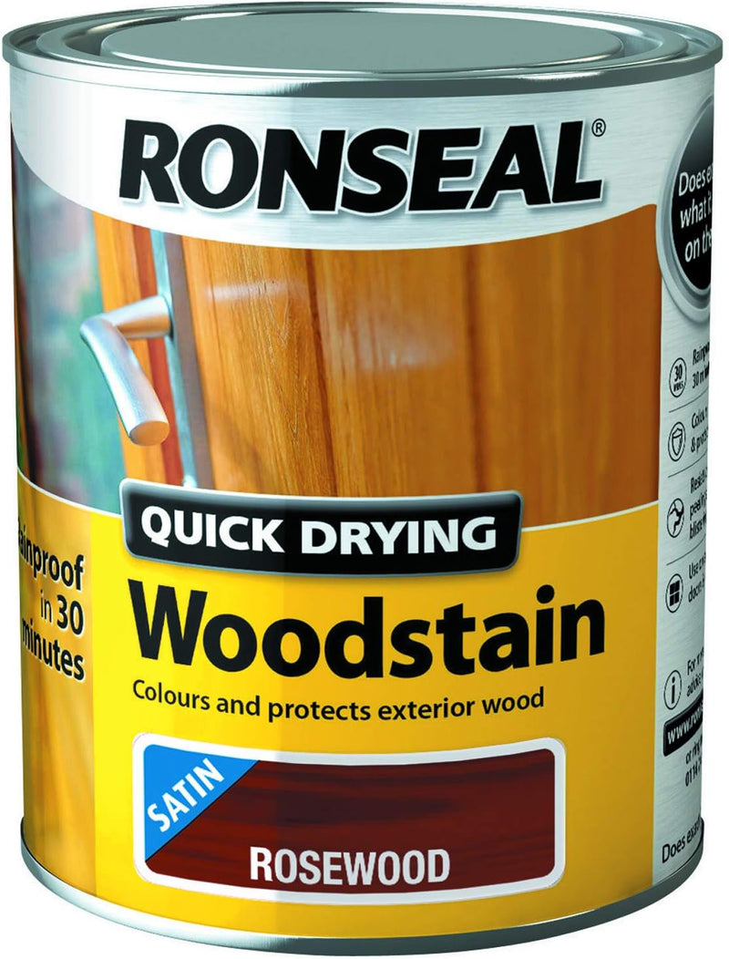 Ronseal Quick Drying Woodstain - Satin Rosewood - 250ml