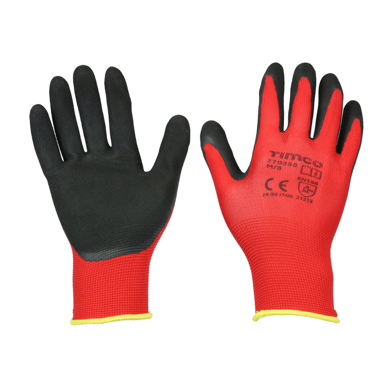 Toughlight Grip Gloves - Sandy Latex Coated Polyester - Large