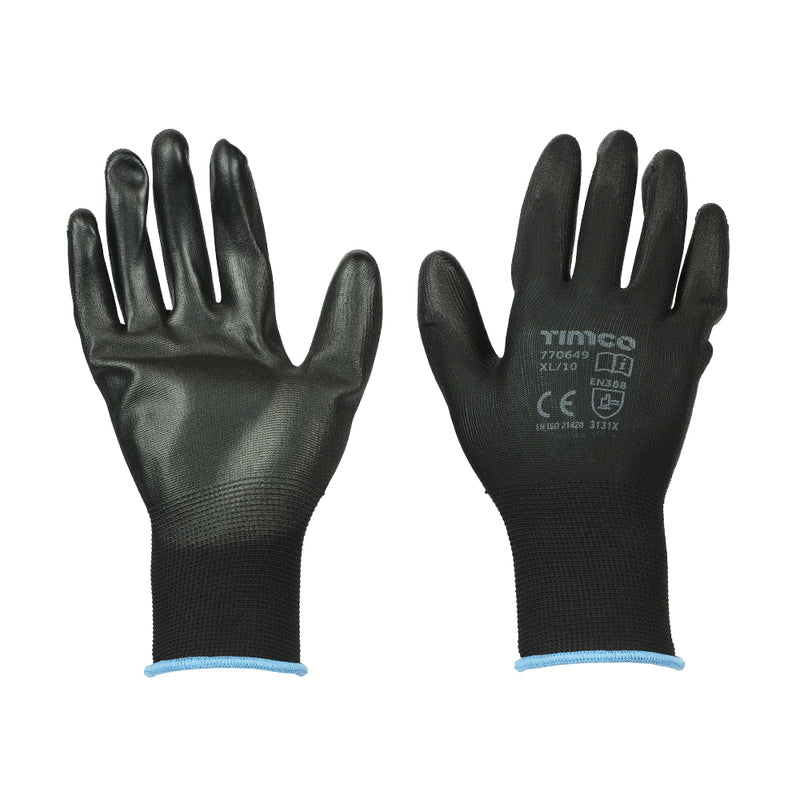 Durable Grip Gloves - PU Coated Polyester - X Large