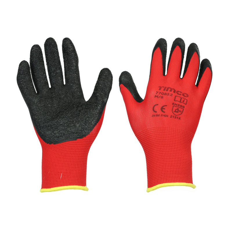 Light Grip Gloves - Crinkle Latex Coated Polyester - Medium