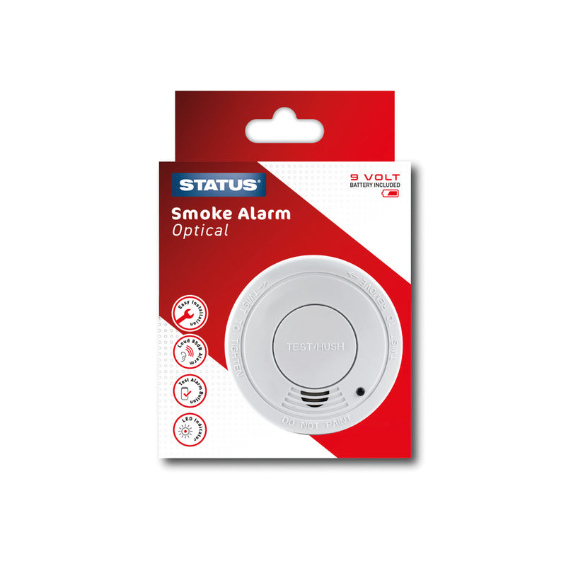 9v Smoke Alarm - White - Status - Photoelectric