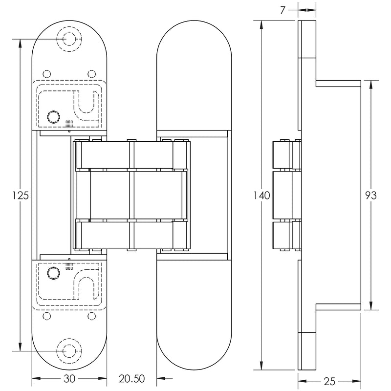 Concealed Hinge 140mm - White