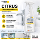 Faren Pro Citrus Limescale Remover Spray 750ml – Fast Acting Descaler & Polish for Taps, Shower Glass & Tiles