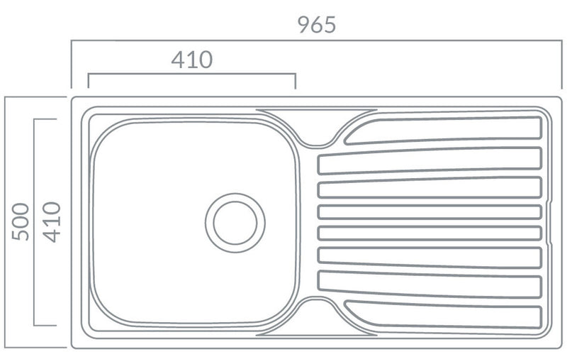 1 Bowl 965x500mm Inset Sink - St/Steel