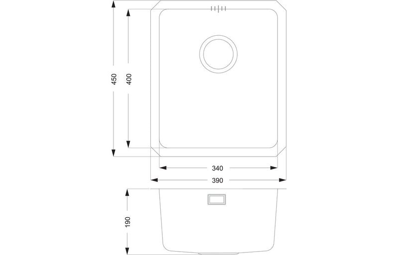 Compact 1 Bowl Undermount Sink - St/Steel