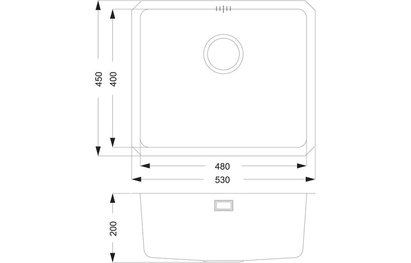 Large 1 Bowl Undermount Sink - St/Steel