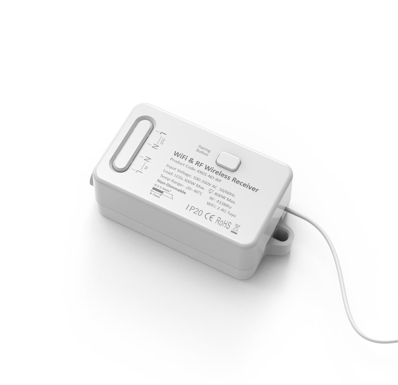 1 Channel Smart Tuya RF Receiver & Wifi Kinetic Switch IP20 White