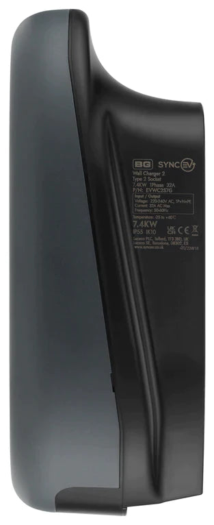 SyncEV BG EV Wall Charger 22kW Three Phase Type 2 Socketed Wi-Fi/LAN/RFID - Black