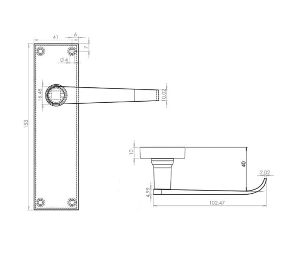 Victorian Straight Door Handles on Long Latchset Plate Polished Chrome