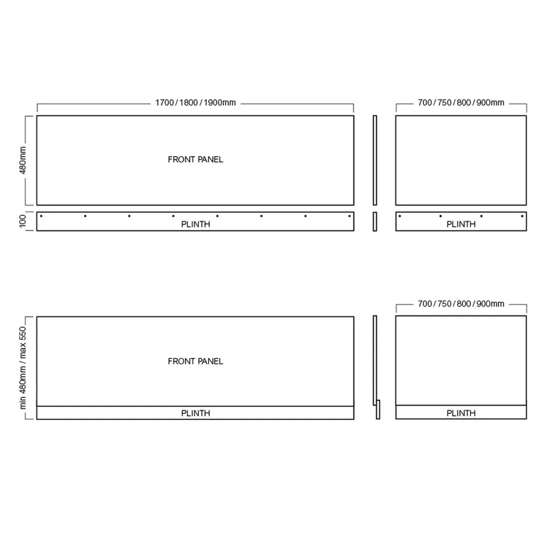 PVC Waterproof 1700mm Front Bath Panel