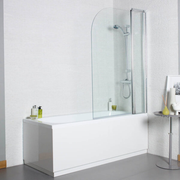 Konss Bath Shower Screen - Straight with Radius Edge & Extension Panel