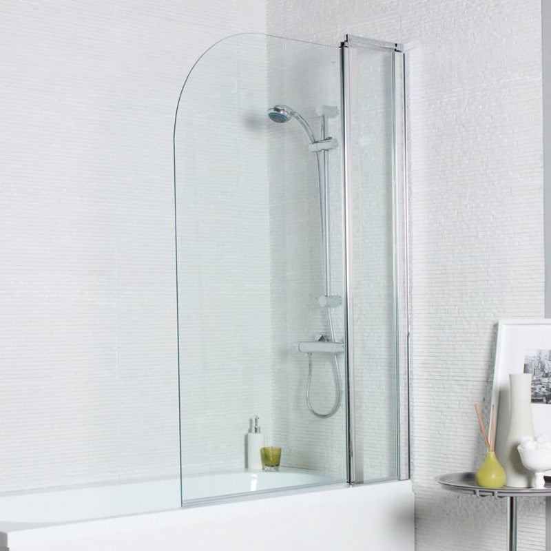 Konss Bath Shower Screen - Straight with Radius Edge & Extension Panel