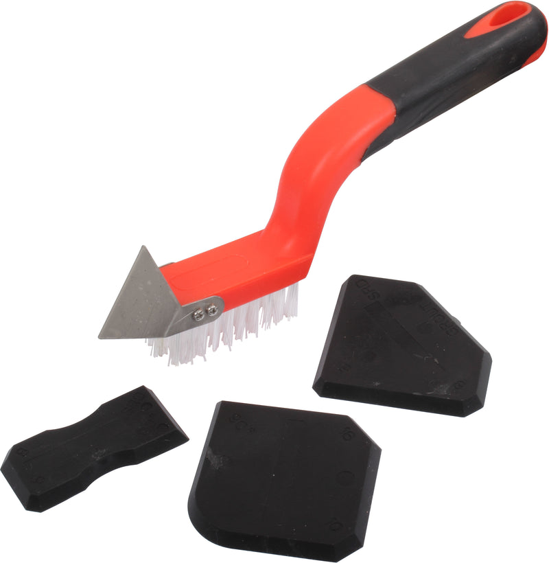 ProDec 4 Piece Caulking Silicone Tool Kit Nylon Brush Scraper Edging Tools